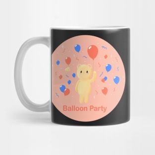 Balloon Party, cute teddy bear with lots of red and blue balloons having a party Mug